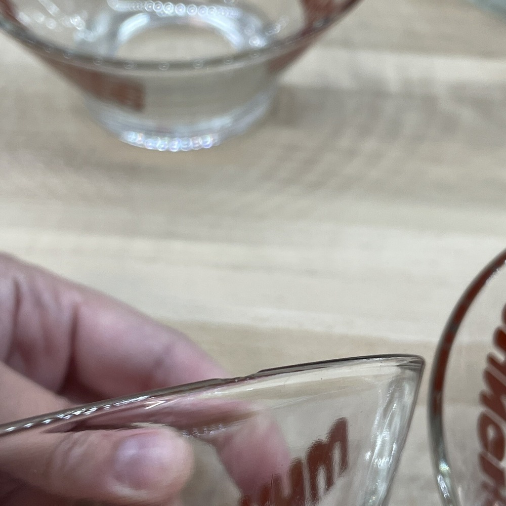 Vintage Munchies Wheaton Glass Snack Bowl Set Red Typography Heavy Set of 7 * - Picture 10 of 16